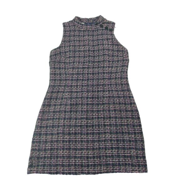 Monsoon Felissa Tweed style Sleeveless high neck faux button pencil dress US 12 - Picture 8 of 16